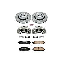 3-Piece Kit Front, Brake Disc and Caliper Kit, The front calipers in this kit are new castings and do not have a "JEEP" logo, Natural Caliper, Ceramic, 5 Lugs, Z17 OE Replacement