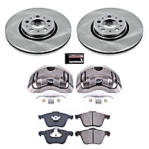 Brake Disc and Caliper Kit, Models with 316mm front rotors, Natural Caliper, Ceramic, 5 Lugs, Z17 OE Replacement