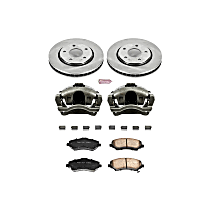 Brake Disc and Caliper Kit, Models with 1 piston front calipers, Natural Caliper, Ceramic, 5 Lugs, OE Replacement