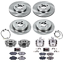 KCOE6740 Front and Rear Brake Disc and Caliper Kit, Natural Caliper, Ceramic, 4 Lugs, Z17 OE Replacement