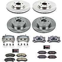 KCOE7584 Front and Rear Brake Disc and Caliper Kit, Natural Caliper, Ceramic, 5 Lugs, Z17 OE Replacement