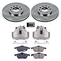 KCOE834 Front OE Stock Replacement Low-Dust Ceramic Brake Pad, Rotor and Caliper Kit