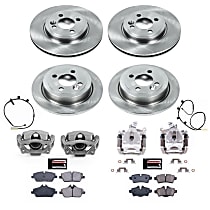 KCOE8914 Front and Rear Brake Disc and Caliper Kit, Natural Caliper, Ceramic, 4 Lugs, Z17 OE Replacement