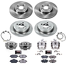 KCOE8915 Front and Rear Brake Disc and Caliper Kit, Natural Caliper, Ceramic, 4 Lugs, Z17 OE Replacement
