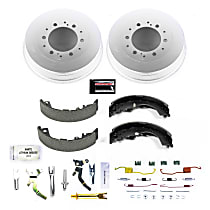 KOE15389DK Rear OE Stock Replacement Low-Dust Ceramic Brake Pad, Rotors with Drum + Shoe Kit, 6 Lugs