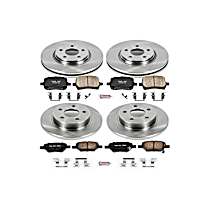 Front and Rear Brake Disc and Pad Kit, Plain Surface, 5 Lugs, 270 mm, Ceramic, OE Replacement