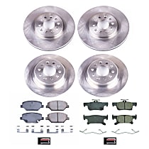 KOE8632 Front and Rear Brake Disc and Pad Kit, Plain Surface 5 Lugs 288.2 mm Ceramic Z17 OE Replacement