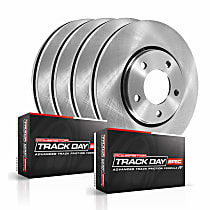 Front and Rear Brake Disc and Pad Kit, Plain Surface, 5 Lugs, 308 mm, Carbon Fiber Metallic, Track Day Spec