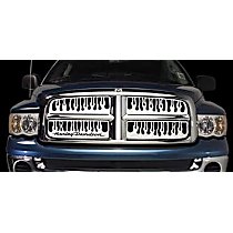 89158 Grille Insert - Silver, Stainless Steel, Flames, Direct Fit