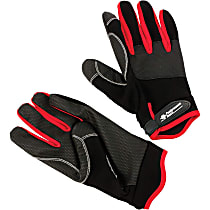 W89005 Gloves - Black and Red, 50% PU, 35% knit fabric, 10% spandex, 5% neoprene, Medium, Universal