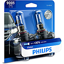 Philips Driver and Passenger Side Headlight Bulb, 9005 Bulb Type, High Beam, With Halogen Capsule Headlamps