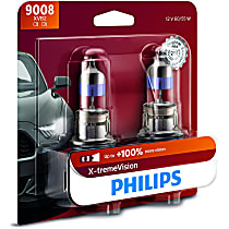 9008XVB2 Driver and Passenger Side X-tremeVision Series Halogen H13 (9008) Headlight Bulb, High Beam and Low Beam, +100% more Vision