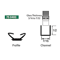 75 0483 - Glass Run Channel 7/16" X 1/2" - Fits 3/16" to 7/32" Glass Thickness - Universal