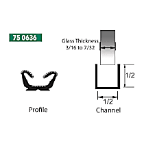 75 0636 Weatherstrip Seal - Glass Weatherstrip, Universal, Sold Individually