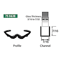 75 0638 Weatherstrip Seal - Glass Weatherstrip, Universal, Sold Individually