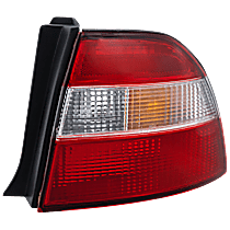 Passenger Side Tail Light, without Bulb, Halogen, Amber, Clear and Red Lens, Except Wagon