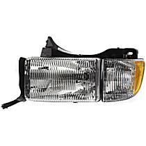Passenger Side Headlight, with Bulb, Halogen, Clear Lens, with Corner Light, without Sport Package, CAPA Certified