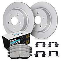 Rear Brake Disc and Pad Kit, Plain Surface, Ceramic, Solid Rear Rotors, R1 GEO-Carbon Rotors with European Ceramic Pads Series