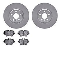 Front Brake Disc and Pad Kit, Plain Surface, Ceramic, Full Cast Replacement for Aluminum Hat Rotors, Standard Brakes, 2.0L 4Cyl, R1 GEO-Carbon Rotors with European Ceramic Pads Series
