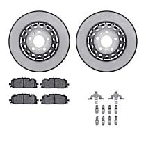 WDWH1-73053 Front Brake Disc and Pad Kit, Plain Surface Ceramic R1 GEO-Carbon Rotors with Ceramic Pads Series