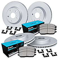 Front and Rear Brake Disc and Pad Kit, Plain Surface, Ceramic, R1 GEO-Carbon Rotors with Ceramic Pads Series