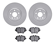 Front Brake Disc and Pad Kit, Plain Surface, Ceramic, Full Cast Replacement for Aluminum Hat Rotors, Standard Brakes, 2.0L 4Cyl, R1 GEO-Carbon Rotors with Ceramic Pads Series
