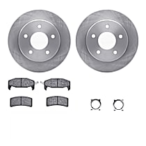 Rear Brake Disc and Pad Kit, Plain Surface, Ceramic, R1 eLINE Silver Rotors with Ceramic Pads Series