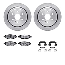 WFWH1-46049 Rear Brake Disc and Pad Kit, Plain Surface Ceramic R1 eLINE Silver Rotors with Ceramic Pads Series
