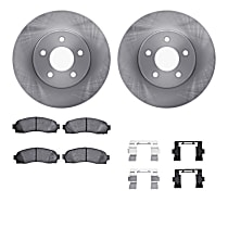 Front Brake Disc and Pad Kit, Plain Surface, Ceramic, Base, 2.2L 4Cyl, R1 eLINE Silver Rotors with Ceramic Pads Series
