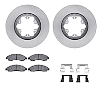 Front Brake Disc and Pad Kit, Plain Surface, Ceramic, 3.5L 5Cyl, R1 eLINE Silver Rotors with Ceramic Pads Series