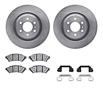 Front Brake Disc and Pad Kit, Plain Surface, Ceramic, 4.6L 8Cyl, R1 eLINE Silver Rotors with Ceramic Pads Series