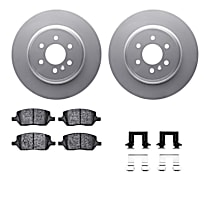 Rear Brake Disc and Pad Kit, Plain Surface, Ceramic, 4.6L 8Cyl, R1 eLINE Silver Rotors with Ceramic Pads Series