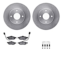 Front Brake Disc and Pad Kit, Plain Surface, Ceramic, With Rear Drum/Disc; With Front Sensors, R1 eLINE Silver Rotors with Ceramic Pads Series