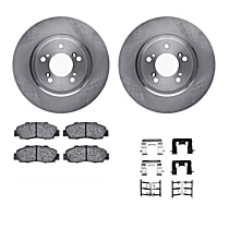 Front Brake Disc and Pad Kit, Plain Surface, Ceramic, R1 eLINE Silver Rotors with Ceramic Pads Series