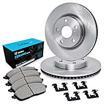 WFWH1-58009 Rear Brake Disc and Pad Kit, Plain Surface Ceramic R1 eLINE Silver Rotors with Ceramic Pads Series