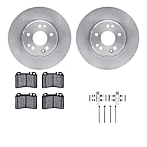 Front Brake Disc and Pad Kit, Plain Surface, Ceramic, Solid Rear Rotors, 5.0L 8Cyl, R1 eLINE Silver Rotors with Ceramic Pads Series
