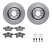 Front Brake Disc and Pad Kit, Plain Surface, Ceramic, R1 eLINE Silver Rotors with Ceramic Pads Series
