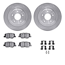 Rear Brake Disc and Pad Kit, Plain Surface, Ceramic, 2.0L 4Cyl, R1 eLINE Silver Rotors with Ceramic Pads Series