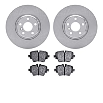 Front Brake Disc and Pad Kit, Plain Surface, Ceramic, Full Cast Replacement for Aluminum Hat Rotors, Standard Brakes, 2.0L 4Cyl, R1 eLINE Silver Rotors with Ceramic Pads Series