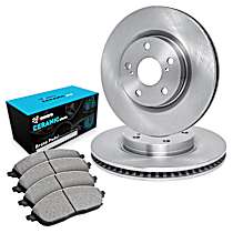 WFWN1-58001 Rear Brake Disc and Pad Kit, Plain Surface Ceramic R1 eLINE Silver Rotors with Ceramic Pads Series