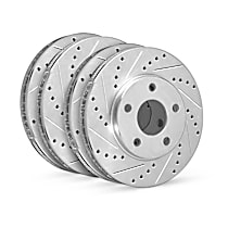 Front and Rear Brake Disc, Cross-drilled and Slotted, eLINE Black Series
