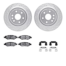 WGUH1-46046 Rear Brake Disc and Pad Kit, Cross-drilled and Slotted OE Replacement R1 eLINE Silver Rotors wtih Optimum OEp Pads Series