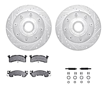 WGUH1-48010 Front Brake Disc and Pad Kit, Cross-drilled and Slotted OE Replacement R1 eLINE Silver Rotors wtih Optimum OEp Pads Series