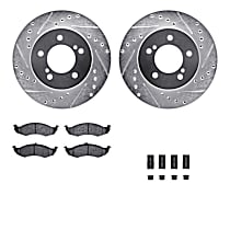 Front Brake Disc and Pad Kit, Cross-drilled and Slotted, OE Replacement, 3.0L 6Cyl, R1 eLINE Silver Rotors wtih Optimum OEp Pads Series