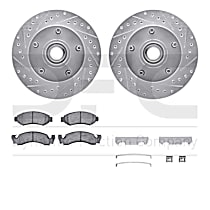 WGVH1-54005 Front Brake Disc and Pad Kit, Cross-drilled and Slotted  R1 eLINE Silver Rotors with Performance Off-Road/Tow Pads Series