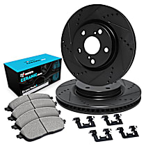 Front Brake Disc and Pad Kit, Cross-drilled and Slotted, Ceramic, 3.0L 6Cyl, R1 eLINE Black Rotors with Ceramic Pads Series