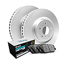 Front Brake Disc and Pad Kit, Plain Surface, Ceramic, Full Cast Replacement For Aluminum Hat Rotors; Standard Brakes, 2.0L 4Cyl, R1 GEO-Carbon Rotors with European Ceramic Pads Series
