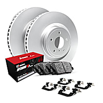 Front Brake Disc and Pad Kit, Plain Surface, OE Replacement, R1 GEO-Carbon Rotors with Optimum OEp Pads Series