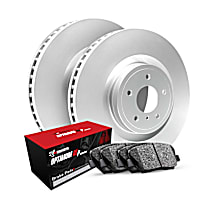Front Brake Disc and Pad Kit, Plain Surface, OE Replacement, Full Cast Replacement For Aluminum Hat Rotors; Standard Brakes, 2.0L 4Cyl, R1 GEO-Carbon Rotors with Optimum OEp Pads Series