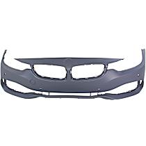 Front Primed Bumper Cover, Base Model, With Parking Aid Sensor Holes, For Models Without Parking Assist Sensor, Headlight Washer Holes and M Sport Package